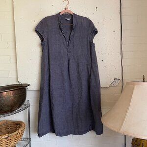 artemesia | Charcoal Gray Linen Collar Dress Large